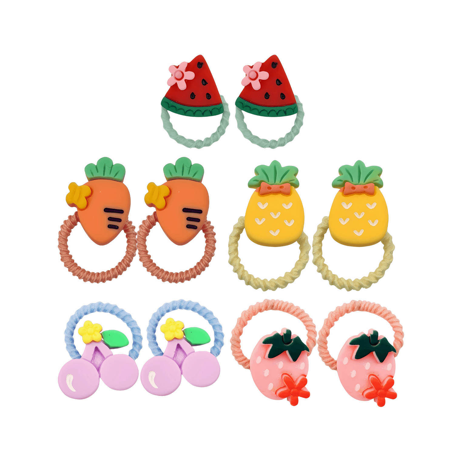 Pack of 10 Cute Little Ring Hair Ties for Kids - Gummia